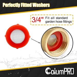 ColumPRO 20 Pieces Stainless Steel Hose Coupling Filter Silicone Washers, Silicone Washer Hose Filters,Fittings fit Standard for 3/4 Inch Garden Hose Connector and 5/8 Inch Washing Machine