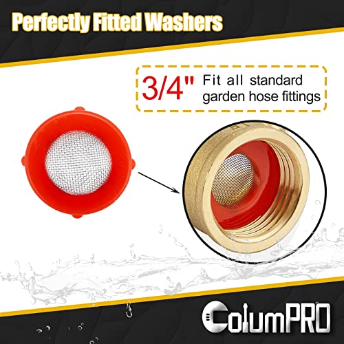 ColumPRO 20 Pieces Stainless Steel Hose Coupling Filter Silicone Washers, Silicone Washer Hose Filters,Fittings fit Standard for 3/4 Inch Garden Hose Connector and 5/8 Inch Washing Machine