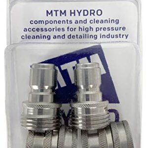 MTM Hydro Garden Hose Adapter 4 Piece 3/4” Quick Connect Fittings Kit, Stainless Steel High Pressure Couplings and Connectors for Pressure Washers and Car Detailing, 2x2