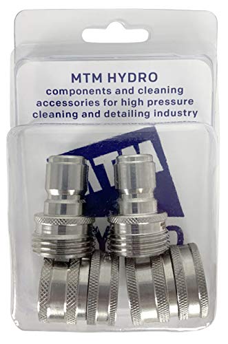 MTM Hydro Garden Hose Adapter 4 Piece 3/4” Quick Connect Fittings Kit, Stainless Steel High Pressure Couplings and Connectors for Pressure Washers and Car Detailing, 2x2