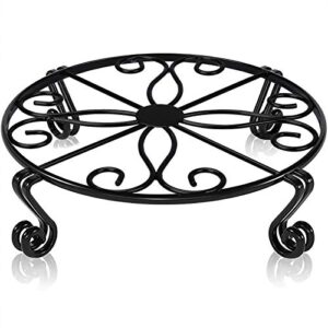 black plant stand for flower pot heavy duty potted holder indoor outdoor metal rustproof iron garden container round supports rack for planter bronze, pumpkin stand outdoor