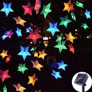 huacenmy outdoor solar star string lights 30ft 50led multicolor star twinkle lights solar powered garden decor lights playhouse lawn patio landscape decor lights for christams spring summer party