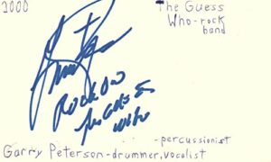garry peterson drummer vocalist guess who rock band signed index card jsa coa
