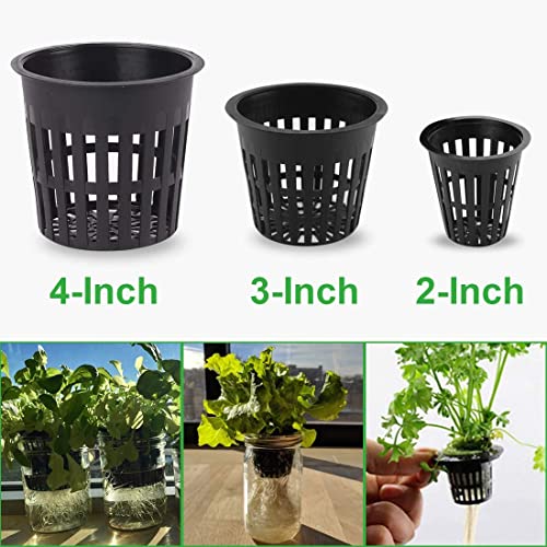 GROWNEER 25 Packs 4 Inch Garden Slotted Mesh Net Cups, Heavy Duty Net Pots with 25Pcs Plant Labels, Wide Lip Bucket Basket for Hydroponics