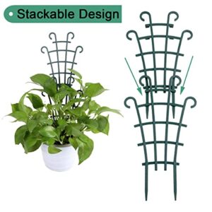 UWIOFF Trellis for Potted Plants, Mini Garden Trellis for Climbing Plants Stackable Plant Trellis Plastic Potted Plant Support DIY Climbing Trellis Flower Pots Supports, 4 Pack