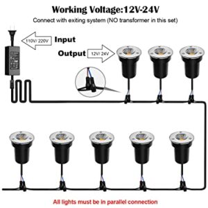 ZUCKEO Low Voltage Landscape Lights LED Well Lights 3W 12V-24V in Ground Lights IP67 Waterproof Low Voltage Landscape Lighting Flood Driveway Deck Step Garden Lights Outdoor (8 Pack Warm White)