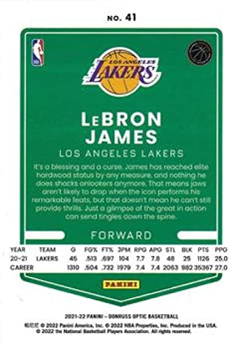 2021-22 Donruss Optic #41 LeBron James Los Angeles Lakers NBA Basketball Trading Card