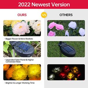 Cmskokm Outdoor Solar Garden Light Yard Decor Garden Decor Solar Flower Lamp Garden Decor Bigger Peony Flower Head Bigger Solar Panel Waterproof Solar Decorative Light for Garden Patio (3 per Box)