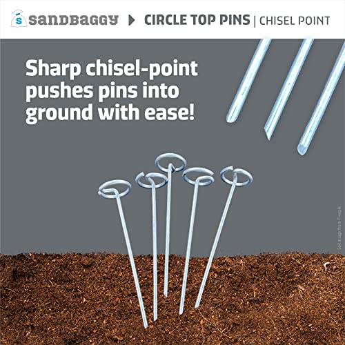 Sandbaggy Garden Staples - Landscape Staples 6-inch Circle Top Pins for Landscaping and SOD - Landscape Pins Garden Stakes Weed Barrier Pins (100 Pins)