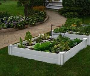 vita vt17104 48in x 7.5in gro grid garden bed, 7.38″ h, white