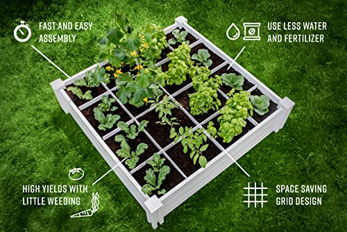 Vita VT17104 48in x 7.5in GRO Grid Garden Bed, 7.38" H, White