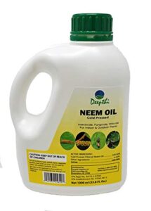 deepthi pure neem oil for plants – concentrated – cold pressed – spray for indoor outdoor garden – 100% neem oil – controls mildew – 33.8 fluid oz (1000 ml)