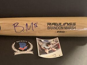 brandon marsh philadlephia phillies autographed signed blonde baseball bat beckett witness coa