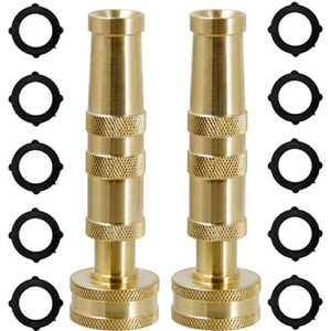 triumpeek solid brass hose nozzle, 2 pack 4″ heavy duty brass garden hose nozzle with 10 rubber washers