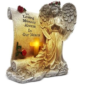 oakiway memorial gifts – garden angel statue sympathy gift with solar led light, in memory of loved one, condolence gifts, bereavement gifts, remembrance gifts, cemetary grave decorations