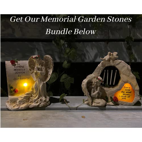 OakiWay Memorial Gifts - Garden Angel Statue Sympathy Gift with Solar Led Light, in Memory of Loved One, Condolence Gifts, Bereavement Gifts, Remembrance Gifts, Cemetary Grave Decorations