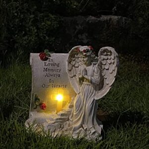 OakiWay Memorial Gifts - Garden Angel Statue Sympathy Gift with Solar Led Light, in Memory of Loved One, Condolence Gifts, Bereavement Gifts, Remembrance Gifts, Cemetary Grave Decorations