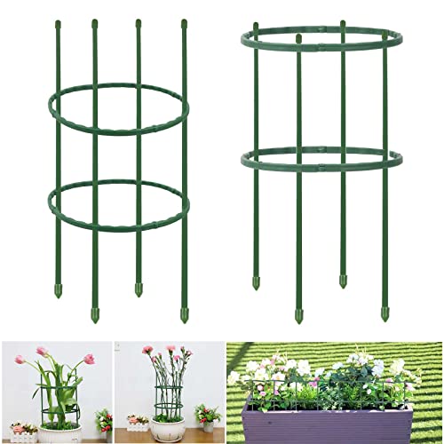 Plant Support Cages 15.7 Inches Garden Plant Support Ring Plant Stake Plant Support Tomato Cage, Perfect for Small Plants, Vegetables, Flowers, Plant Trellis for Potted Plants 2 Pack