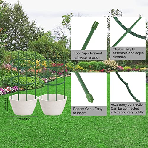 Plant Support Cages 15.7 Inches Garden Plant Support Ring Plant Stake Plant Support Tomato Cage, Perfect for Small Plants, Vegetables, Flowers, Plant Trellis for Potted Plants 2 Pack