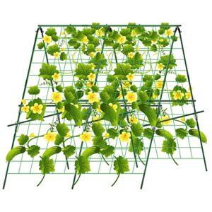 48 x 48inch foldable cucumber trellis set, a-frame cucumber trellis for raised bed garden vegetable plant grow supports, garden trellis for climbing plants outdoor for tomato/squash/zucchini