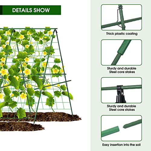 48 x 48Inch Foldable Cucumber Trellis Set, A-Frame Cucumber Trellis for Raised Bed Garden Vegetable Plant Grow Supports, Garden Trellis for Climbing Plants Outdoor for Tomato/Squash/Zucchini