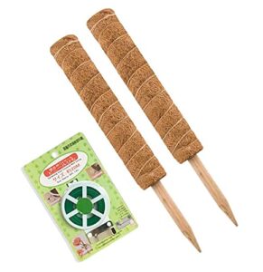 joyseus 30 inch moss pole for climbing plants – 2 pack 15 inch coir totem pole plant support with 65 feet garden twist tie for monstera and potted plants to grow upwards…