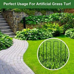 6 Inch Garden Stakes Galvanized Landscape Staples Green U-Type Turf Staples for Artificial Grass Rust Proof Sod Pins Stakes for Securing Yard Fences Weed Barrier Outdoor Wire Cords Tents Tarps 100 Pcs