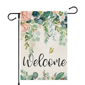 crowned beauty spring garden flag floral 12×18 inch double sided for outside welcome burlap small yard holiday decoration cf747-12