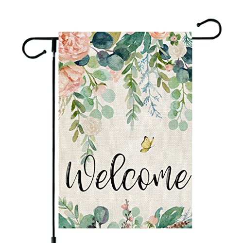CROWNED BEAUTY Spring Garden Flag Floral 12x18 Inch Double Sided for Outside Welcome Burlap Small Yard Holiday Decoration CF747-12