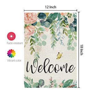 CROWNED BEAUTY Spring Garden Flag Floral 12x18 Inch Double Sided for Outside Welcome Burlap Small Yard Holiday Decoration CF747-12