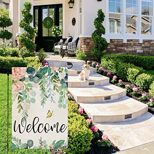 CROWNED BEAUTY Spring Garden Flag Floral 12x18 Inch Double Sided for Outside Welcome Burlap Small Yard Holiday Decoration CF747-12