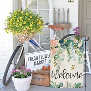 CROWNED BEAUTY Spring Garden Flag Floral 12x18 Inch Double Sided for Outside Welcome Burlap Small Yard Holiday Decoration CF747-12