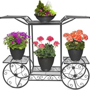 Sorbus® Garden Cart Stand & Flower Pot Plant Holder Display Rack, 6 Tiers, Parisian Style - Perfect for Home, Garden, Patio (Black)