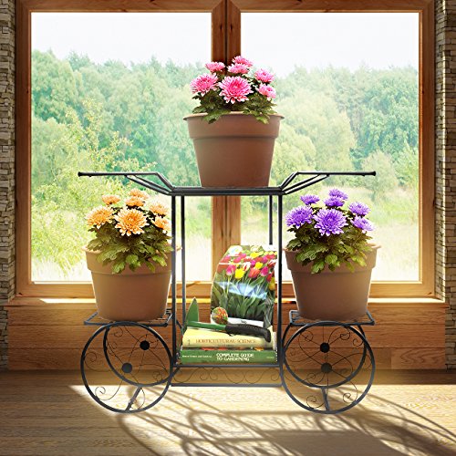 Sorbus® Garden Cart Stand & Flower Pot Plant Holder Display Rack, 6 Tiers, Parisian Style - Perfect for Home, Garden, Patio (Black)