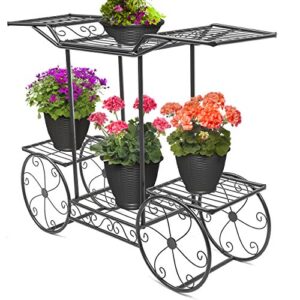Sorbus® Garden Cart Stand & Flower Pot Plant Holder Display Rack, 6 Tiers, Parisian Style - Perfect for Home, Garden, Patio (Black)