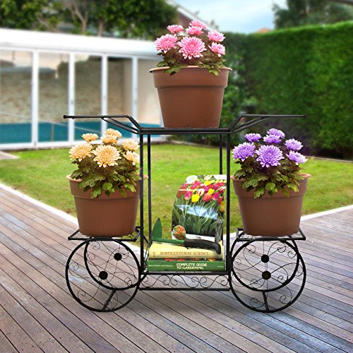 Sorbus® Garden Cart Stand & Flower Pot Plant Holder Display Rack, 6 Tiers, Parisian Style - Perfect for Home, Garden, Patio (Black)