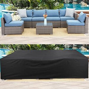 AKEfit Black Patio Furniture Covers 500D Outdoor Furniture Covers Waterproof Heavy Duty Tear-Resistant Garden Furniture Covers for Extra Large Fits for 12 Seats L126 x W63 x H28