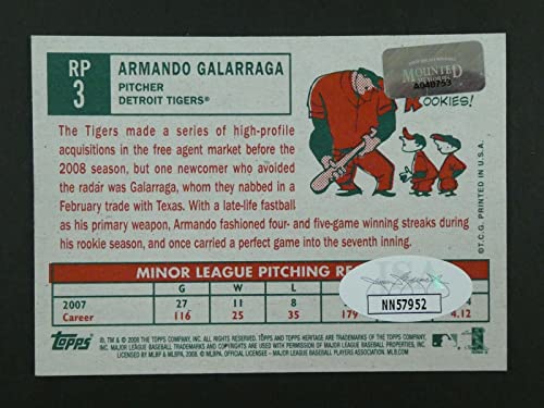 Armando Galarraga Signed Baseball Card with JSA COA