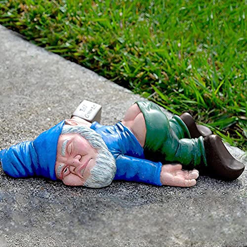 IcyAits Funny Drunk Dwarf Garden Gnome Statues Decoration, Creative Dwarf Garden Statue Decoration, Drunk Gnome Resin Sculpture Novelty Gift for Outdoor Indoor Patio Yard Lawn Porch Ornament Decor