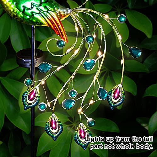 Glintoper Solar Garden Lights, 39 Inch Height Outdoor Metal Peacock Decorative Garden Stakes, Mothers Day Ideal Gifts, Waterproof Path Lights Lawn Stake Ornaments for Patio Pathway Yard Decoration