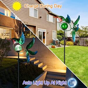 VEWOGARDEN 51" Solar Wind Spinner Hummingbird Yard Art Decorations, Outdoor Metal Wind Sculpture for Patio, Lawn & Garden Decor