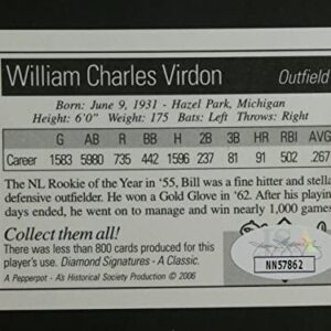 Bill Virdon Signed Baseball Card with JSA COA