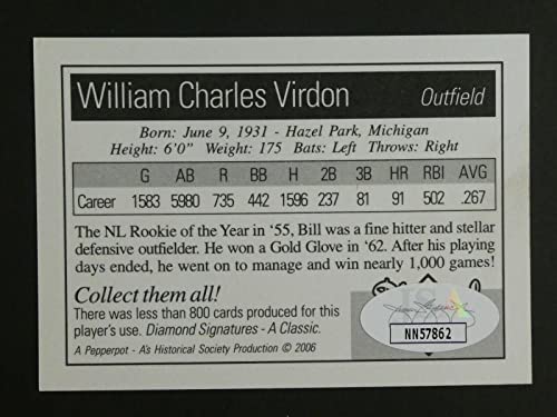 Bill Virdon Signed Baseball Card with JSA COA