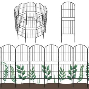 ousheng decorative garden fence no dig fencing 10 pack, 37.5in (h) x 10ft (l) rustproof metal wire panel border animal barrier for dog, flower edging for yard landscape patio outdoor decor, arched