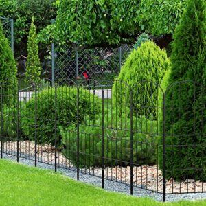 OUSHENG Decorative Garden Fence No Dig Fencing 10 Pack, 37.5in (H) x 10ft (L) Rustproof Metal Wire Panel Border Animal Barrier for Dog, Flower Edging for Yard Landscape Patio Outdoor Decor, Arched