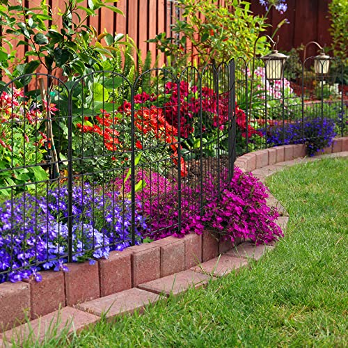 OUSHENG Decorative Garden Fence No Dig Fencing 10 Pack, 37.5in (H) x 10ft (L) Rustproof Metal Wire Panel Border Animal Barrier for Dog, Flower Edging for Yard Landscape Patio Outdoor Decor, Arched