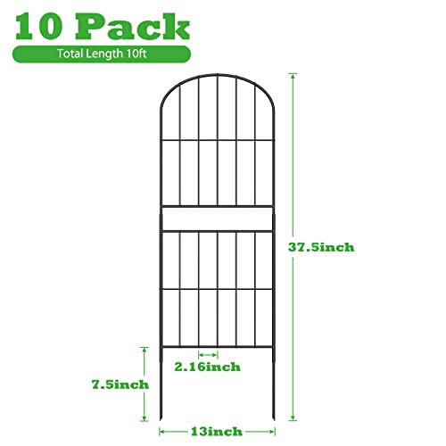 OUSHENG Decorative Garden Fence No Dig Fencing 10 Pack, 37.5in (H) x 10ft (L) Rustproof Metal Wire Panel Border Animal Barrier for Dog, Flower Edging for Yard Landscape Patio Outdoor Decor, Arched