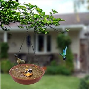 Hanging Bird Bath for Outdside, 12" in Diameter × 2.25" Deep Brick Red Bird Bath Tray,Made of PP Material with 15.7" Antirust Paint Black Chain for Garden Yard Decoration