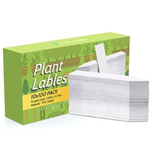 kensizer 1000 pcs 4 inches plastic waterproof plant labels with a gel pen, nursery garden stake tags, marker labels sticks for potted plants
