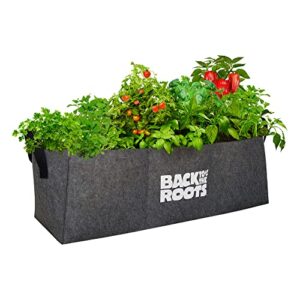 back to the roots reusable fabric grow bed for herbs, vegetables & flowers, 3 cu. ft., weatherproof, double-stitched handles for easy moving, no assembly/tools needed